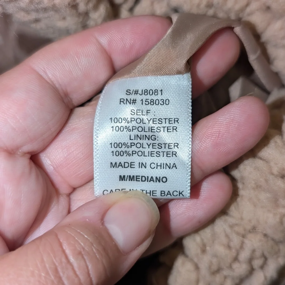 Love Tree Teddy Carmel Mid Length Coat Size medium - Picture 4 of 5